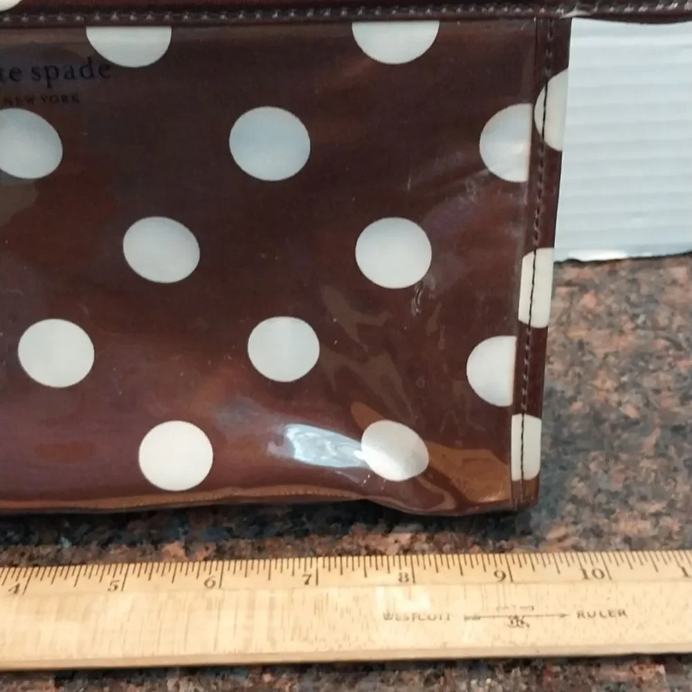 Kate Spade Brown and White Polka Dot Pouch..